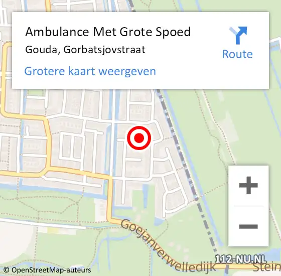 Locatie op kaart van de 112 melding: Ambulance Met Grote Spoed Naar Gouda, Gorbatsjovstraat op 11 januari 2024 22:59