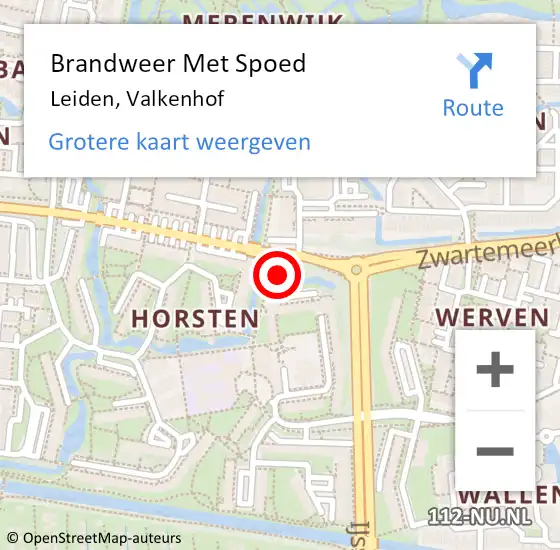 Locatie op kaart van de 112 melding: Brandweer Met Spoed Naar Leiden, Valkenhof op 11 januari 2024 23:02