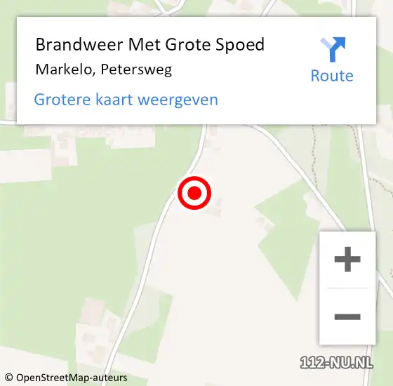 Locatie op kaart van de 112 melding: Brandweer Met Grote Spoed Naar Markelo, Petersweg op 11 januari 2024 23:06