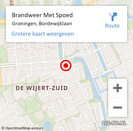 Locatie op kaart van de 112 melding: Brandweer Met Spoed Naar Groningen, Bordewijklaan op 11 januari 2024 23:16