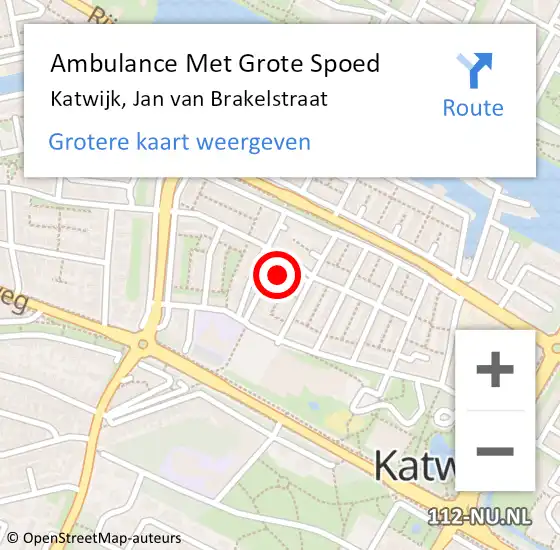 Locatie op kaart van de 112 melding: Ambulance Met Grote Spoed Naar Katwijk, Jan van Brakelstraat op 11 januari 2024 23:21