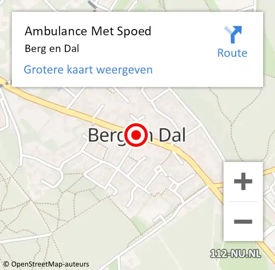 Locatie op kaart van de 112 melding: Ambulance Met Spoed Naar Berg en Dal op 11 januari 2024 23:50