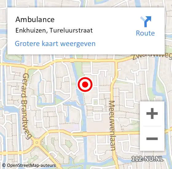 Locatie op kaart van de 112 melding: Ambulance Enkhuizen, Tureluurstraat op 12 januari 2024 00:23