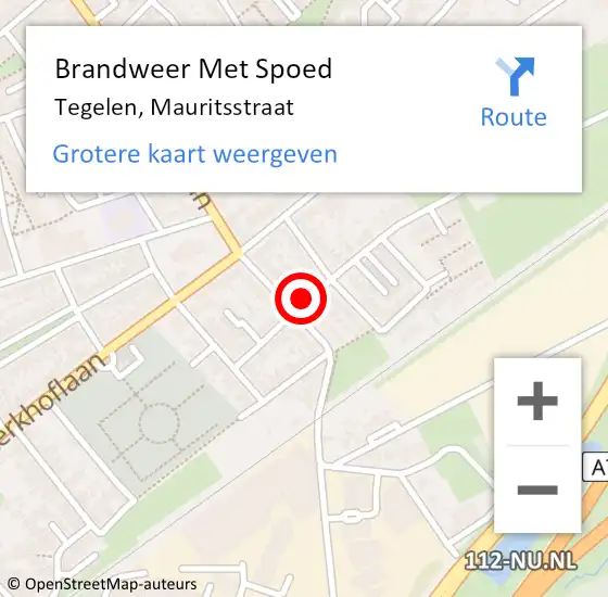 Locatie op kaart van de 112 melding: Brandweer Met Spoed Naar Tegelen, Mauritsstraat op 12 januari 2024 00:38