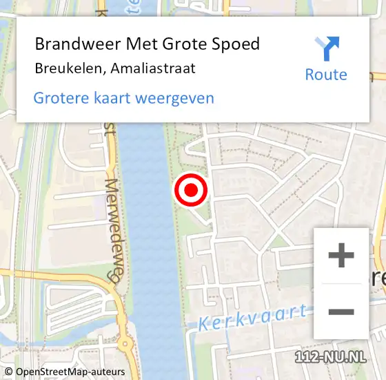 Locatie op kaart van de 112 melding: Brandweer Met Grote Spoed Naar Breukelen, Amaliastraat op 12 januari 2024 00:50