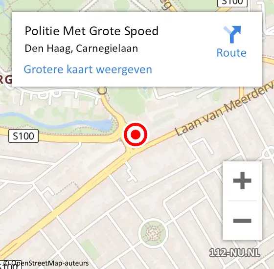 Locatie op kaart van de 112 melding: Politie Met Grote Spoed Naar Den Haag, Carnegielaan op 12 januari 2024 00:50