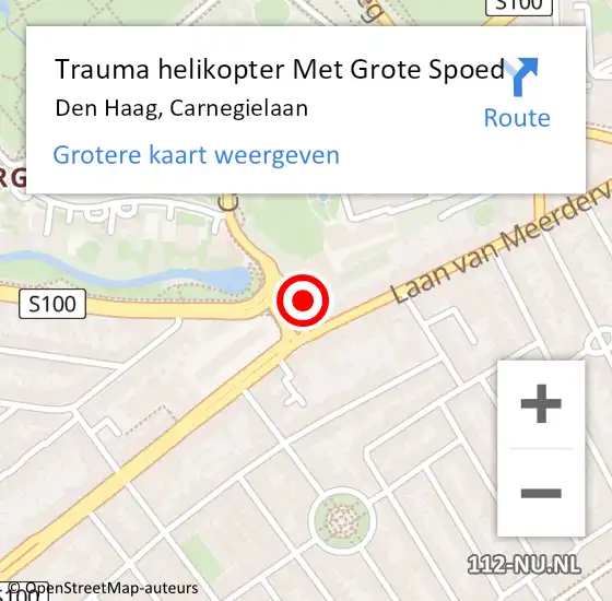 Locatie op kaart van de 112 melding: Trauma helikopter Met Grote Spoed Naar Den Haag, Carnegielaan op 12 januari 2024 00:51