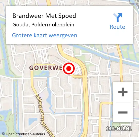 Locatie op kaart van de 112 melding: Brandweer Met Spoed Naar Gouda, Poldermolenplein op 12 januari 2024 01:22