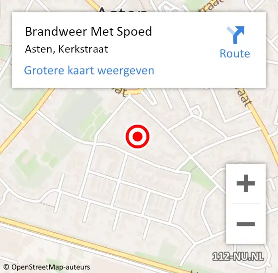 Locatie op kaart van de 112 melding: Brandweer Met Spoed Naar Asten, Kerkstraat op 12 januari 2024 01:24