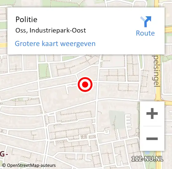 Locatie op kaart van de 112 melding: Politie Oss, Industriepark-Oost op 12 januari 2024 01:37