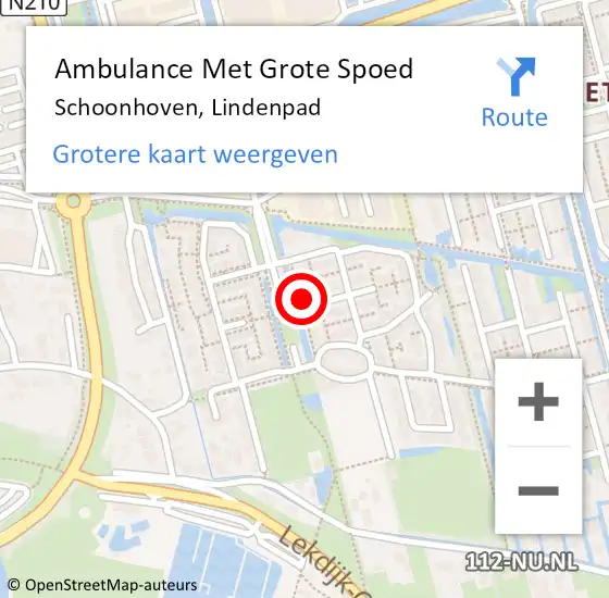 Locatie op kaart van de 112 melding: Ambulance Met Grote Spoed Naar Schoonhoven, Lindenpad op 12 januari 2024 02:05