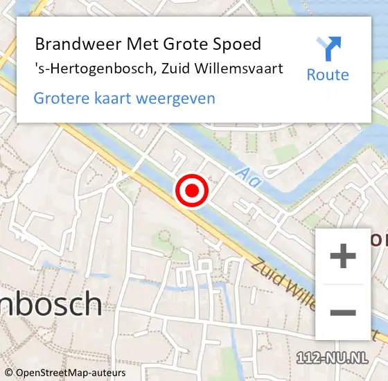 Locatie op kaart van de 112 melding: Brandweer Met Grote Spoed Naar 's-Hertogenbosch, Zuid Willemsvaart op 12 januari 2024 02:21