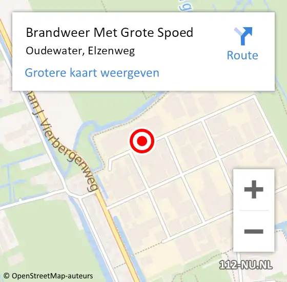 Locatie op kaart van de 112 melding: Brandweer Met Grote Spoed Naar Oudewater, Elzenweg op 12 januari 2024 03:05