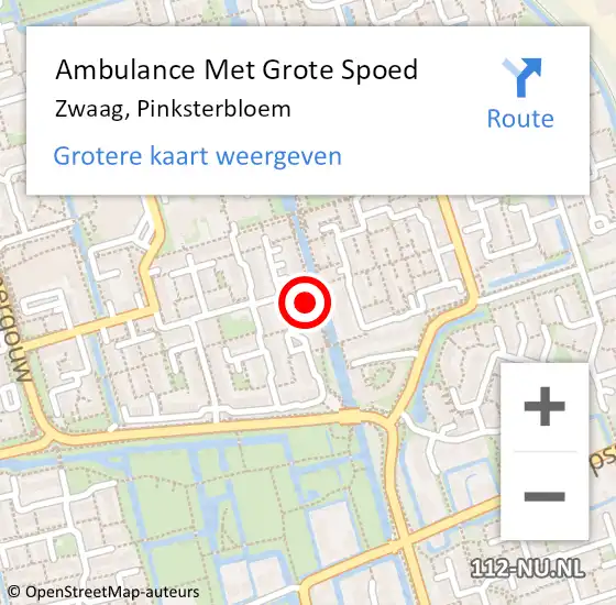 Locatie op kaart van de 112 melding: Ambulance Met Grote Spoed Naar Zwaag, Pinksterbloem op 12 januari 2024 03:48