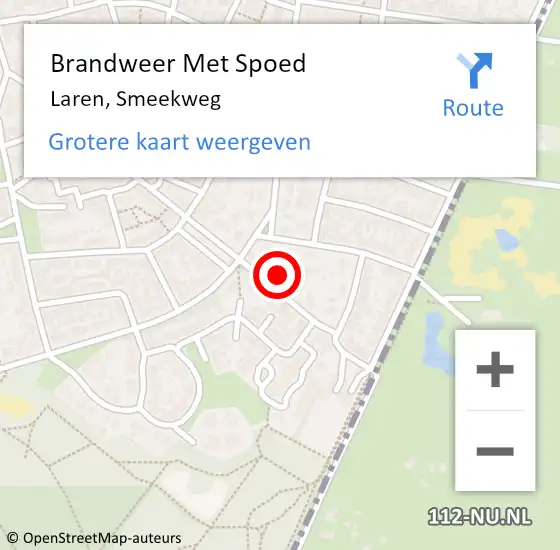 Locatie op kaart van de 112 melding: Brandweer Met Spoed Naar Laren, Smeekweg op 12 januari 2024 03:56