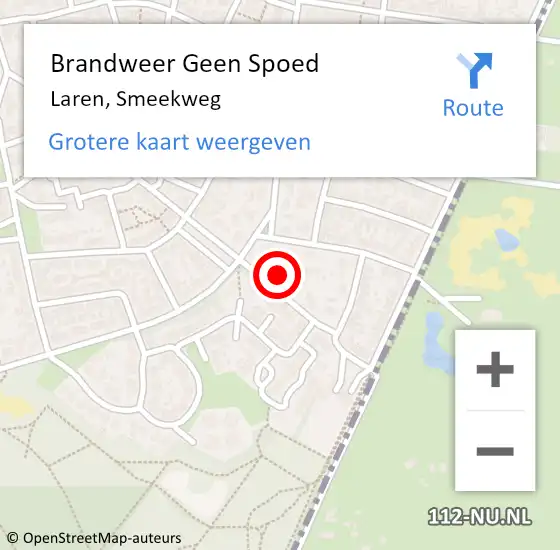 Locatie op kaart van de 112 melding: Brandweer Geen Spoed Naar Laren, Smeekweg op 12 januari 2024 04:03