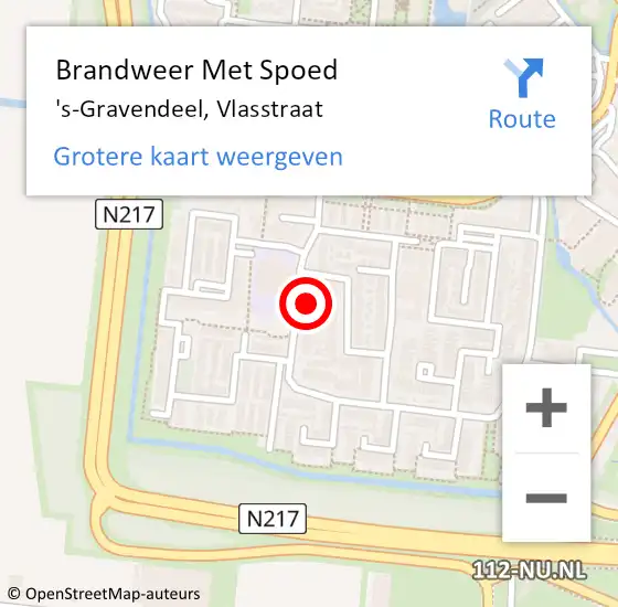 Locatie op kaart van de 112 melding: Brandweer Met Spoed Naar 's-Gravendeel, Vlasstraat op 12 januari 2024 04:04