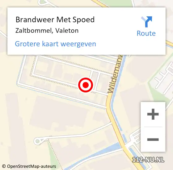 Locatie op kaart van de 112 melding: Brandweer Met Spoed Naar Zaltbommel, Valeton op 12 januari 2024 04:40