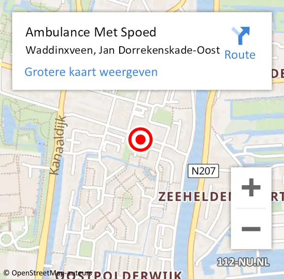 Locatie op kaart van de 112 melding: Ambulance Met Spoed Naar Waddinxveen, Jan Dorrekenskade-Oost op 12 januari 2024 04:50