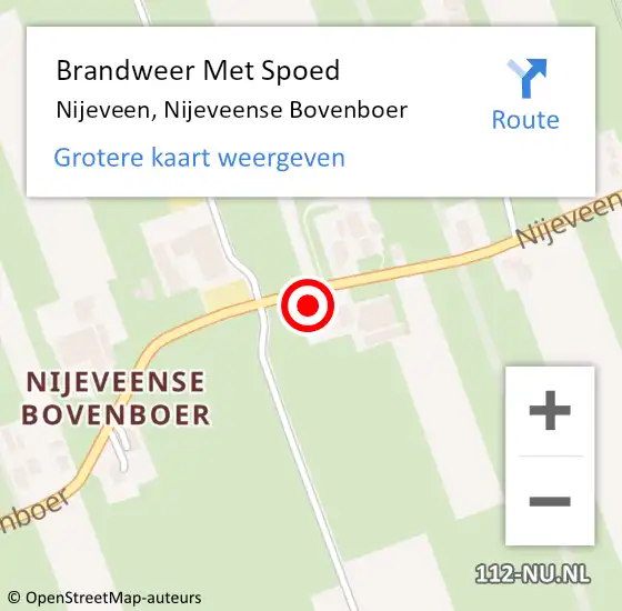 Locatie op kaart van de 112 melding: Brandweer Met Spoed Naar Nijeveen, Nijeveense Bovenboer op 12 januari 2024 07:05