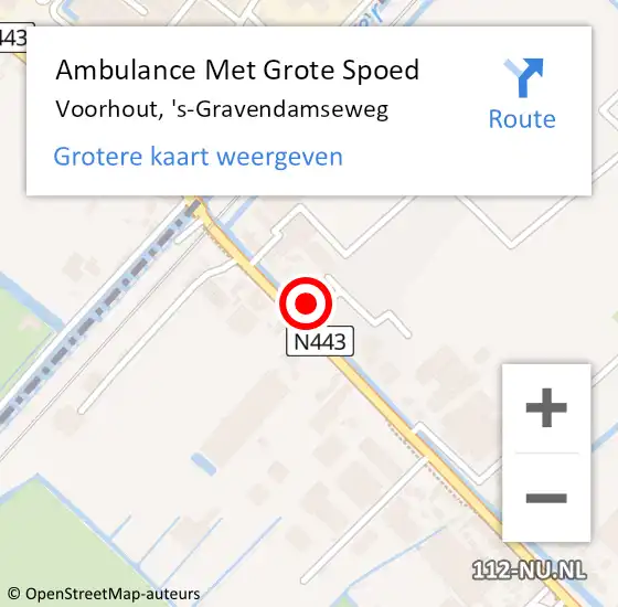 Locatie op kaart van de 112 melding: Ambulance Met Grote Spoed Naar Voorhout, 's-Gravendamseweg op 12 januari 2024 07:07
