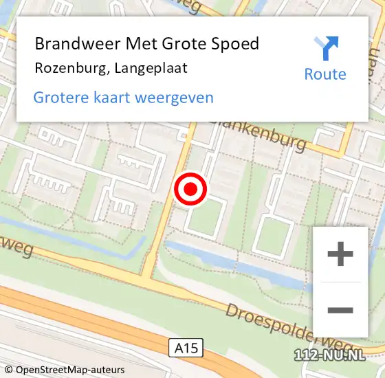 Locatie op kaart van de 112 melding: Brandweer Met Grote Spoed Naar Rozenburg, Langeplaat op 12 januari 2024 07:59