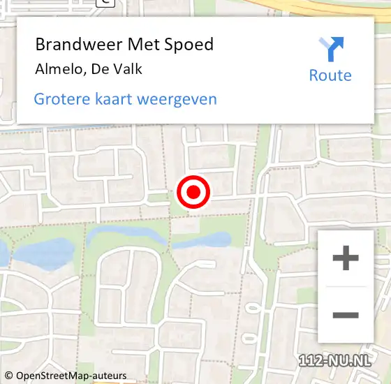 Locatie op kaart van de 112 melding: Brandweer Met Spoed Naar Almelo, De Valk op 12 januari 2024 08:05