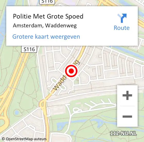 Locatie op kaart van de 112 melding: Politie Met Grote Spoed Naar Amsterdam, Waddenweg op 12 januari 2024 08:23