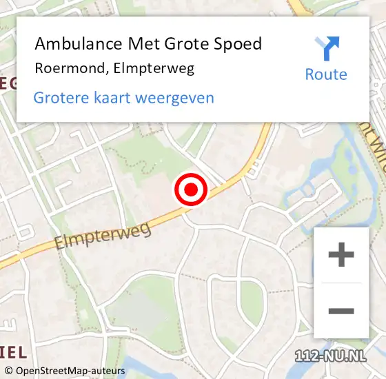 Locatie op kaart van de 112 melding: Ambulance Met Grote Spoed Naar Roermond, Elmpterweg op 12 januari 2024 08:35