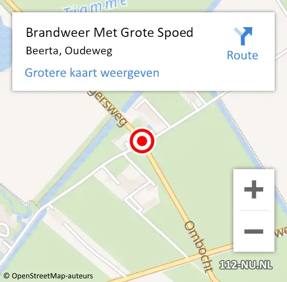 Locatie op kaart van de 112 melding: Brandweer Met Grote Spoed Naar Beerta, Oudeweg op 21 september 2014 22:16