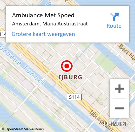 Locatie op kaart van de 112 melding: Ambulance Met Spoed Naar Amsterdam, Maria Austriastraat op 12 januari 2024 09:07