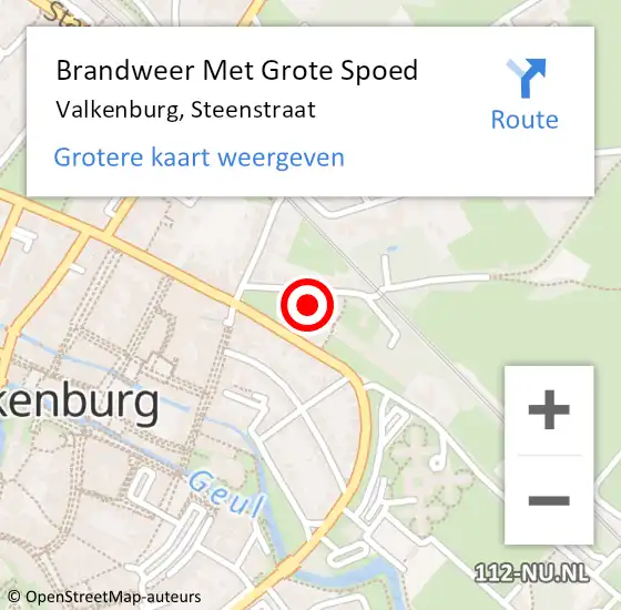 Locatie op kaart van de 112 melding: Brandweer Met Grote Spoed Naar Valkenburg, Steenstraat op 12 januari 2024 09:11