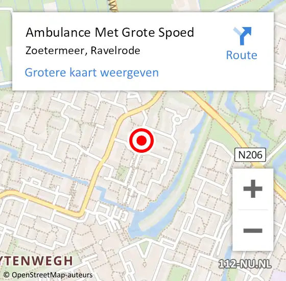 Locatie op kaart van de 112 melding: Ambulance Met Grote Spoed Naar Zoetermeer, Ravelrode op 12 januari 2024 09:17