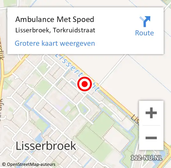 Locatie op kaart van de 112 melding: Ambulance Met Spoed Naar Lisserbroek, Torkruidstraat op 12 januari 2024 09:30