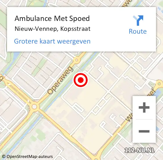 Locatie op kaart van de 112 melding: Ambulance Met Spoed Naar Nieuw-Vennep, Kopsstraat op 12 januari 2024 09:37