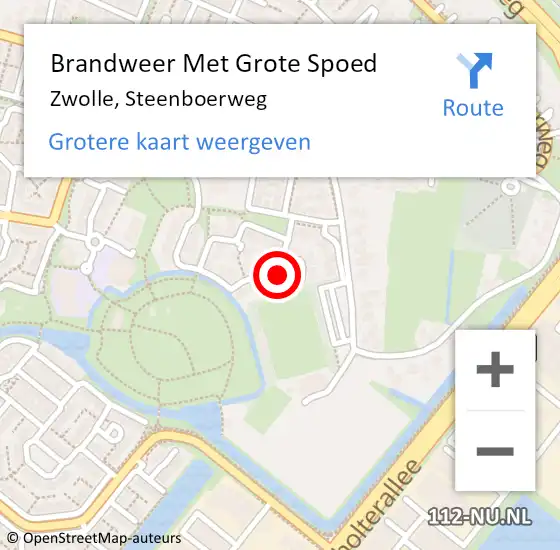 Locatie op kaart van de 112 melding: Brandweer Met Grote Spoed Naar Zwolle, Steenboerweg op 12 januari 2024 09:47