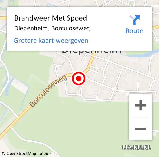 Locatie op kaart van de 112 melding: Brandweer Met Spoed Naar Diepenheim, Borculoseweg op 12 januari 2024 09:54