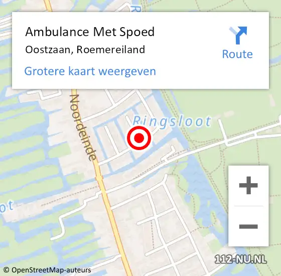 Locatie op kaart van de 112 melding: Ambulance Met Spoed Naar Oostzaan, Roemereiland op 21 september 2014 22:42