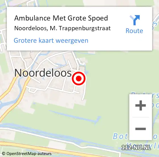 Locatie op kaart van de 112 melding: Ambulance Met Grote Spoed Naar Noordeloos, M. Trappenburgstraat op 12 januari 2024 10:24