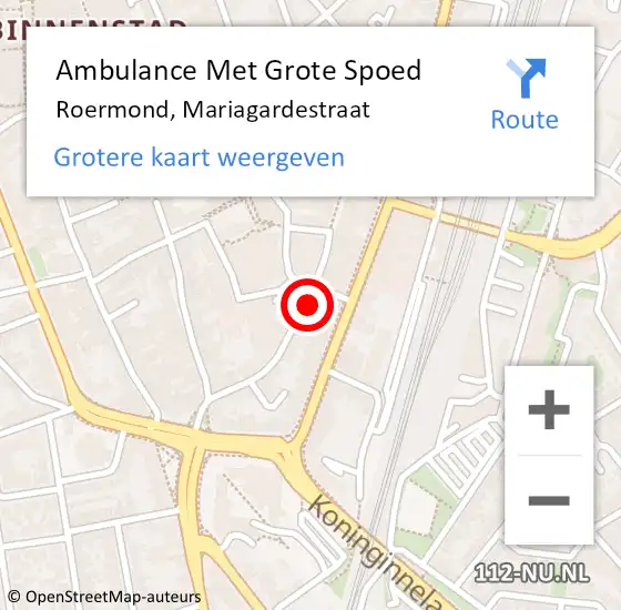 Locatie op kaart van de 112 melding: Ambulance Met Grote Spoed Naar Roermond, Mariagardestraat op 12 januari 2024 10:33