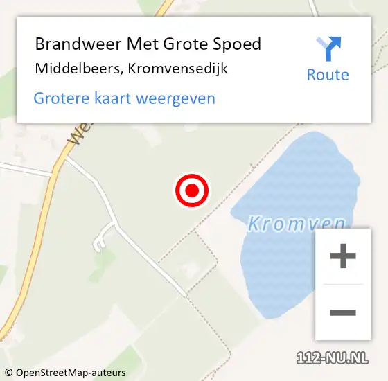 Locatie op kaart van de 112 melding: Brandweer Met Grote Spoed Naar Middelbeers, Kromvensedijk op 12 januari 2024 10:41