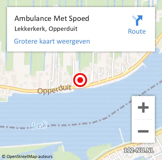 Locatie op kaart van de 112 melding: Ambulance Met Spoed Naar Lekkerkerk, Opperduit op 12 januari 2024 10:49
