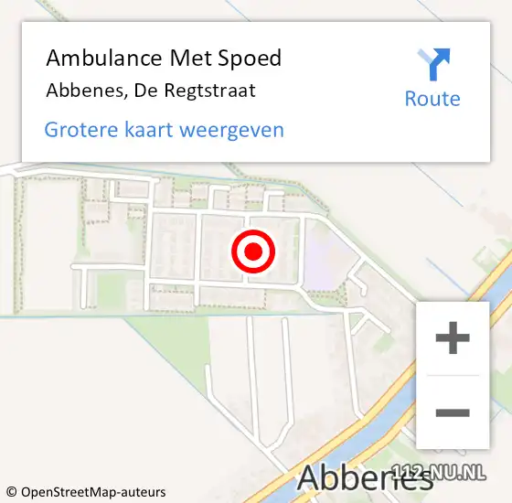 Locatie op kaart van de 112 melding: Ambulance Met Spoed Naar Abbenes, De Regtstraat op 12 januari 2024 10:57