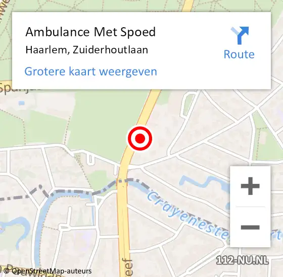 Locatie op kaart van de 112 melding: Ambulance Met Spoed Naar Haarlem, Zuiderhoutlaan op 12 januari 2024 11:01