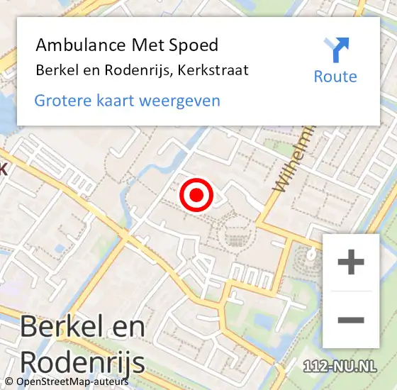 Locatie op kaart van de 112 melding: Ambulance Met Spoed Naar Berkel en Rodenrijs, Kerkstraat op 12 januari 2024 11:35