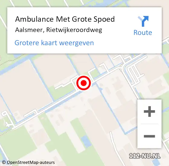 Locatie op kaart van de 112 melding: Ambulance Met Grote Spoed Naar Aalsmeer, Rietwijkeroordweg op 12 januari 2024 11:47