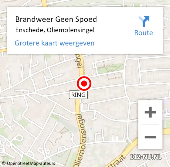 Locatie op kaart van de 112 melding: Brandweer Geen Spoed Naar Enschede, Oliemolensingel op 12 januari 2024 11:55