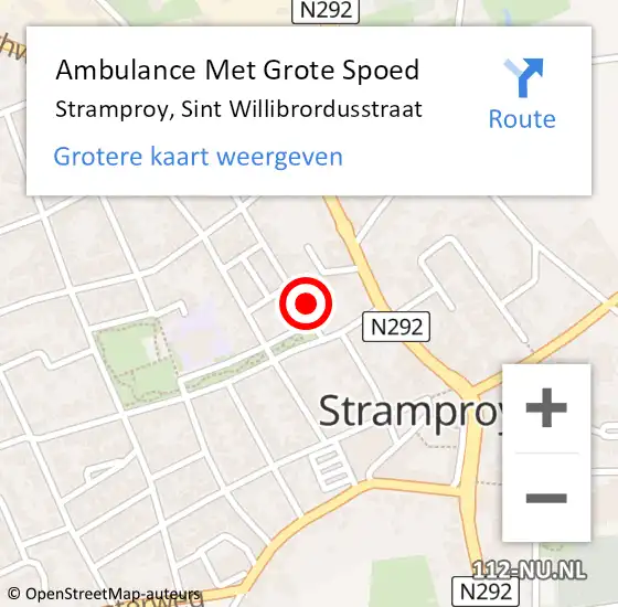 Locatie op kaart van de 112 melding: Ambulance Met Grote Spoed Naar Stramproy, Sint Willibrordusstraat op 21 september 2014 23:09