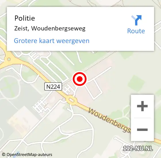 Locatie op kaart van de 112 melding: Politie Zeist, Woudenbergseweg op 12 januari 2024 12:17