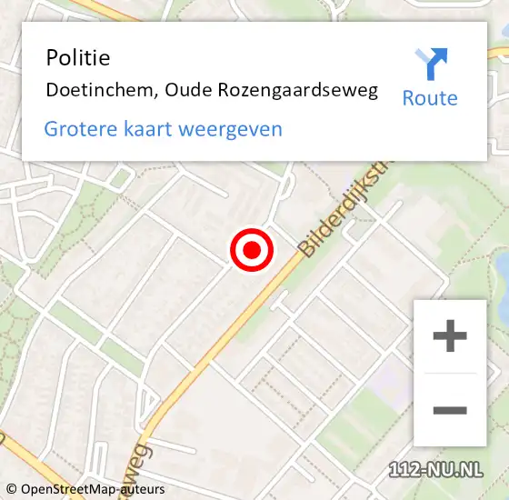 Locatie op kaart van de 112 melding: Politie Doetinchem, Oude Rozengaardseweg op 12 januari 2024 12:21